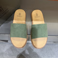 Brunello Cucinelli Sage Green Slide Sandals — hero
