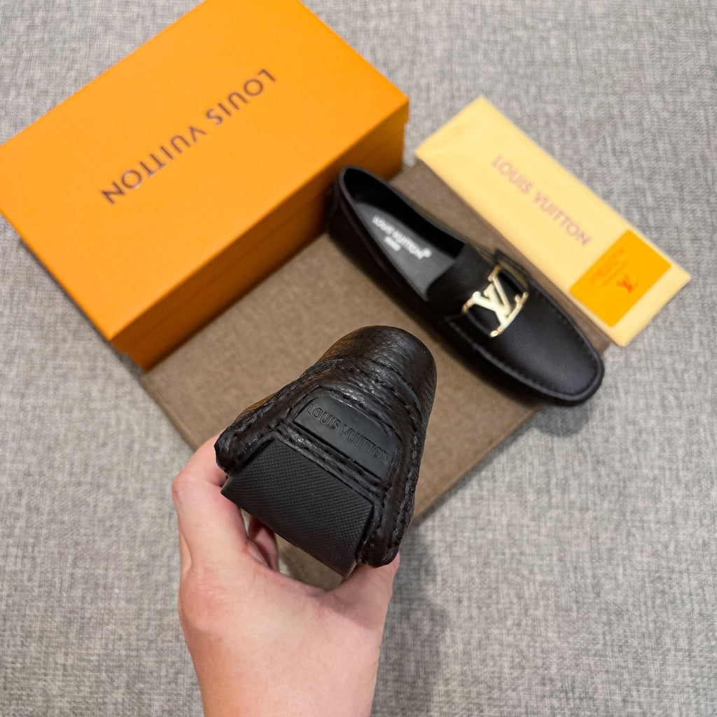 Louis Vuitton Black Leather Hardware Loafers — detail