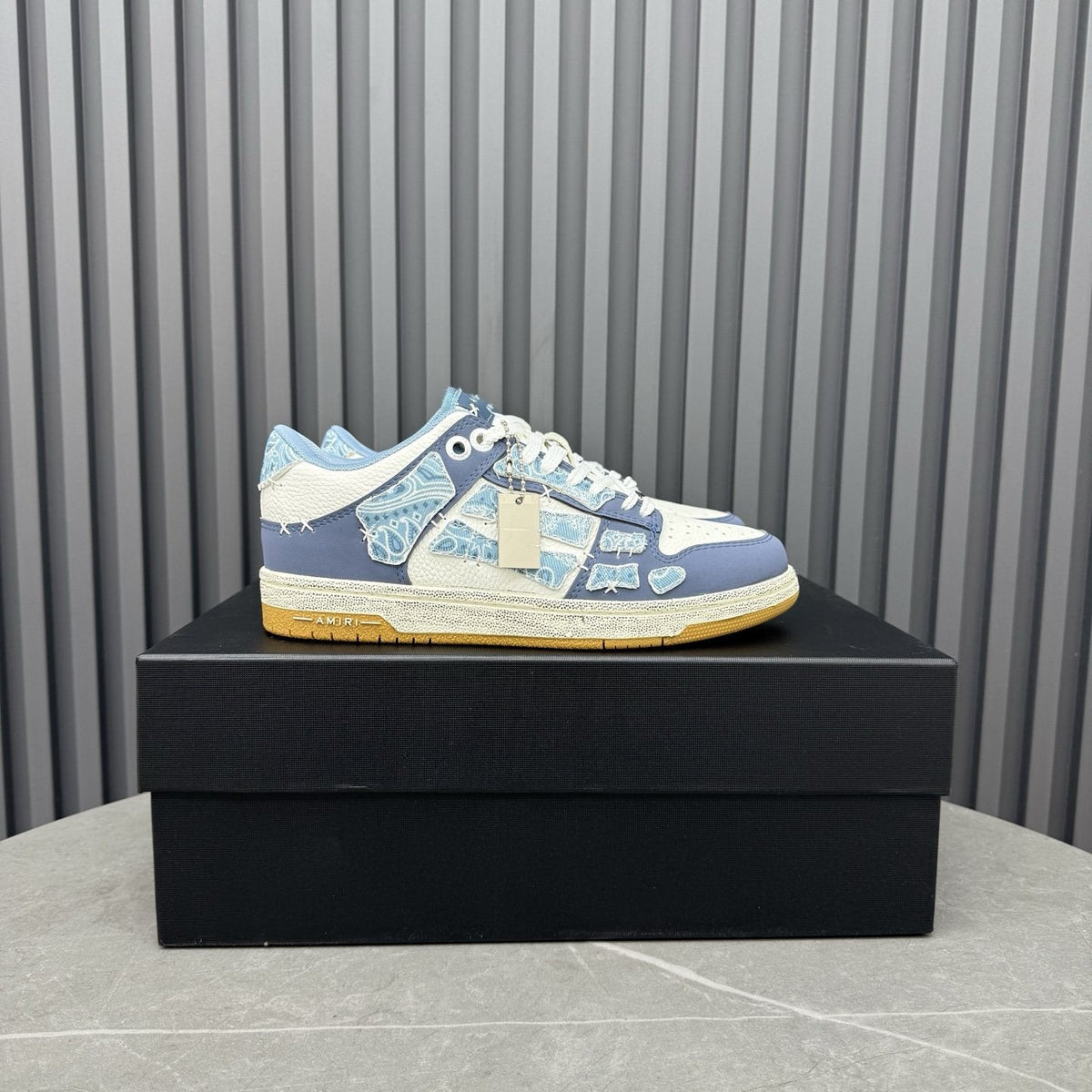 AMIRI Light Blue Patchwork Sneakers — hero