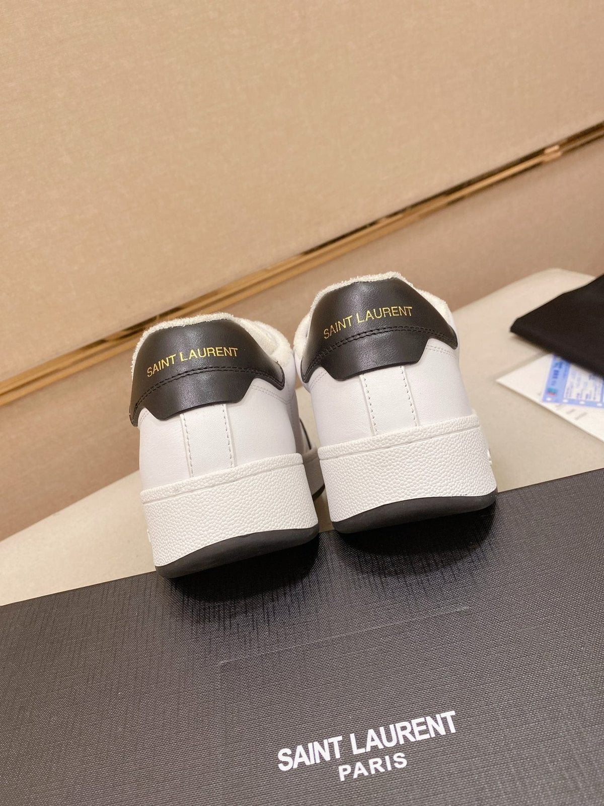 Saint Laurent White & Black Toe-Cap Sneakers — back