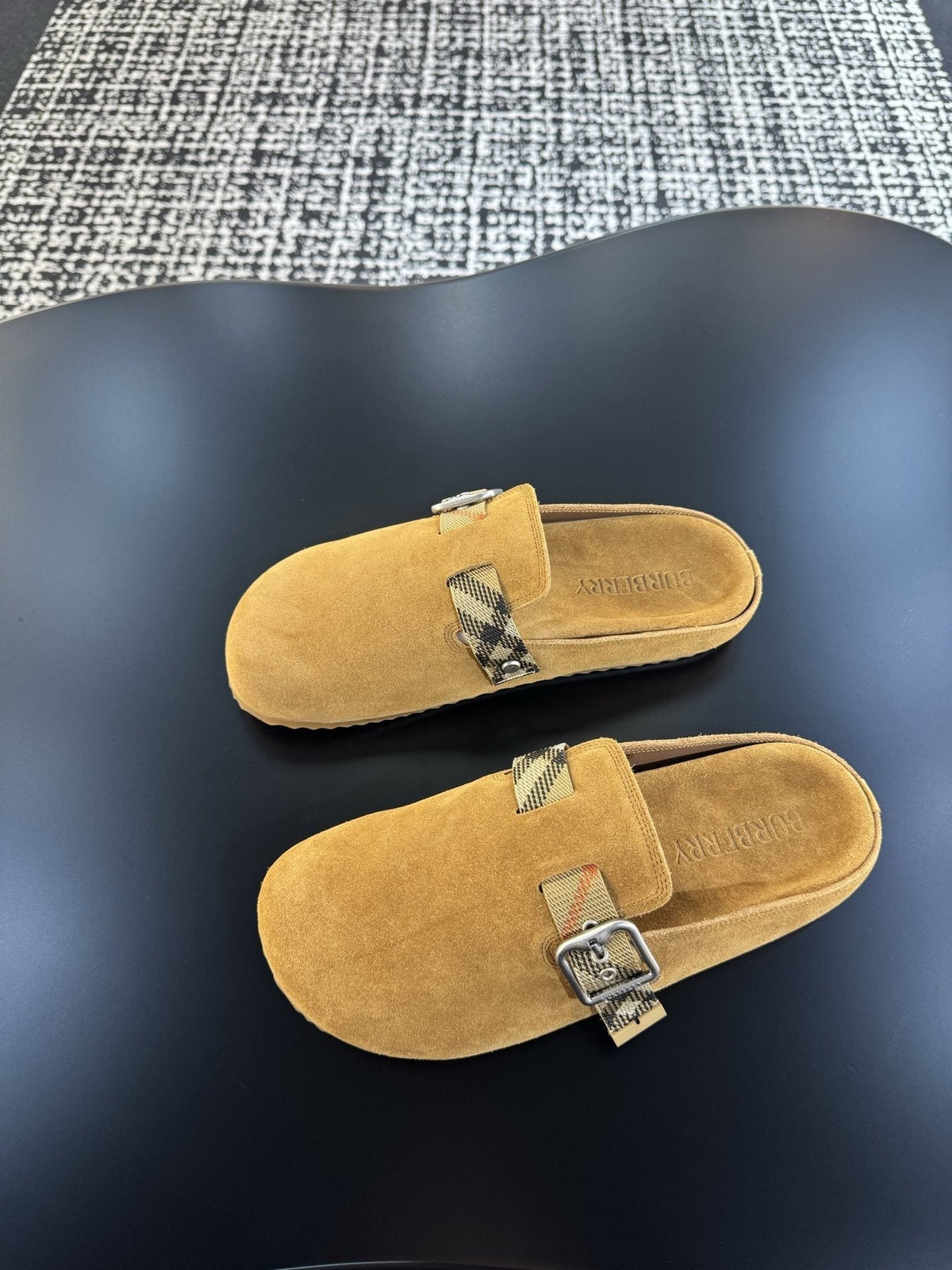 Burberry Camel Check Strap Slide Sandals — side