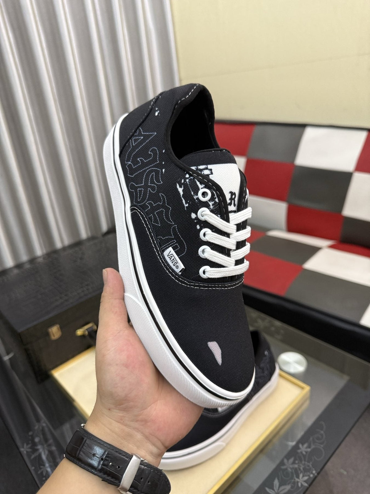 Vans Black Graphic Low-Top Sneakers — side