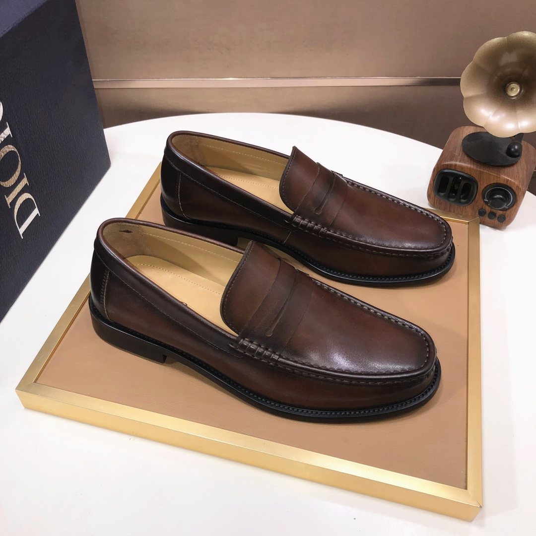 Dior Dark Brown Penny Loafers — front