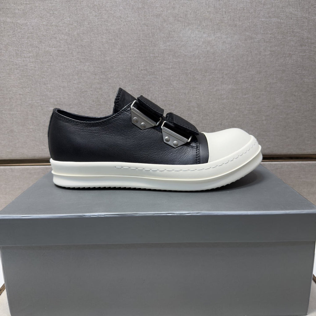 Rick Owens Black Strap Low-Top Sneakers — side