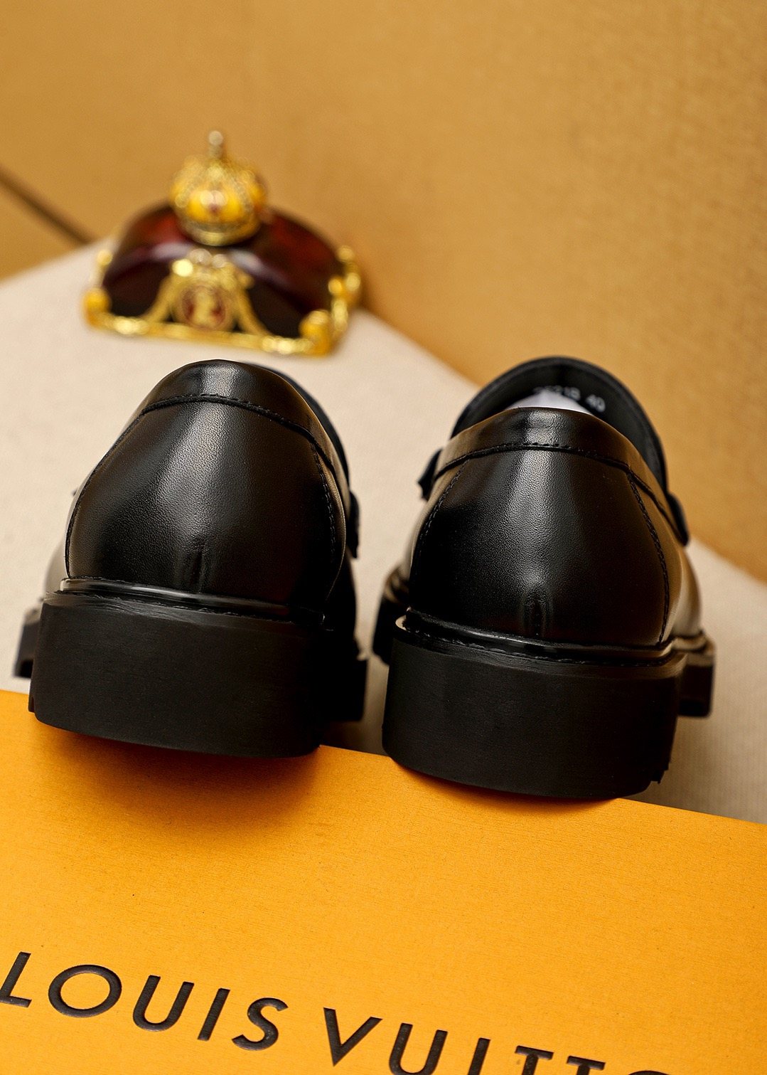 Louis Vuitton Black Metal-Bit Loafers — back