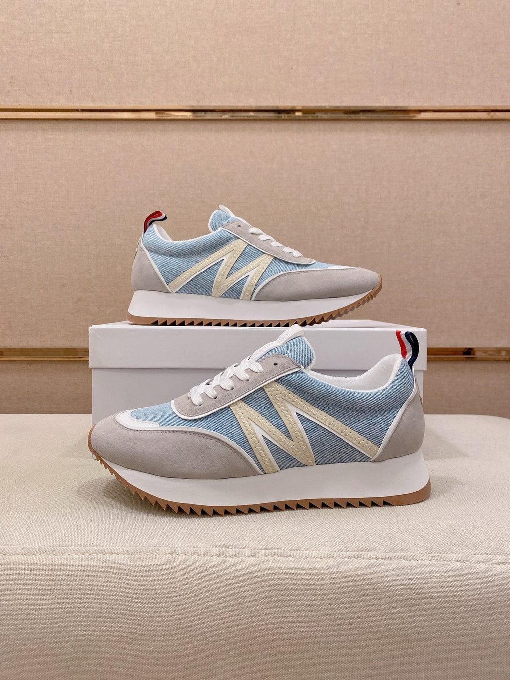 Light Blue and Gray Low-Top Sneakers — front