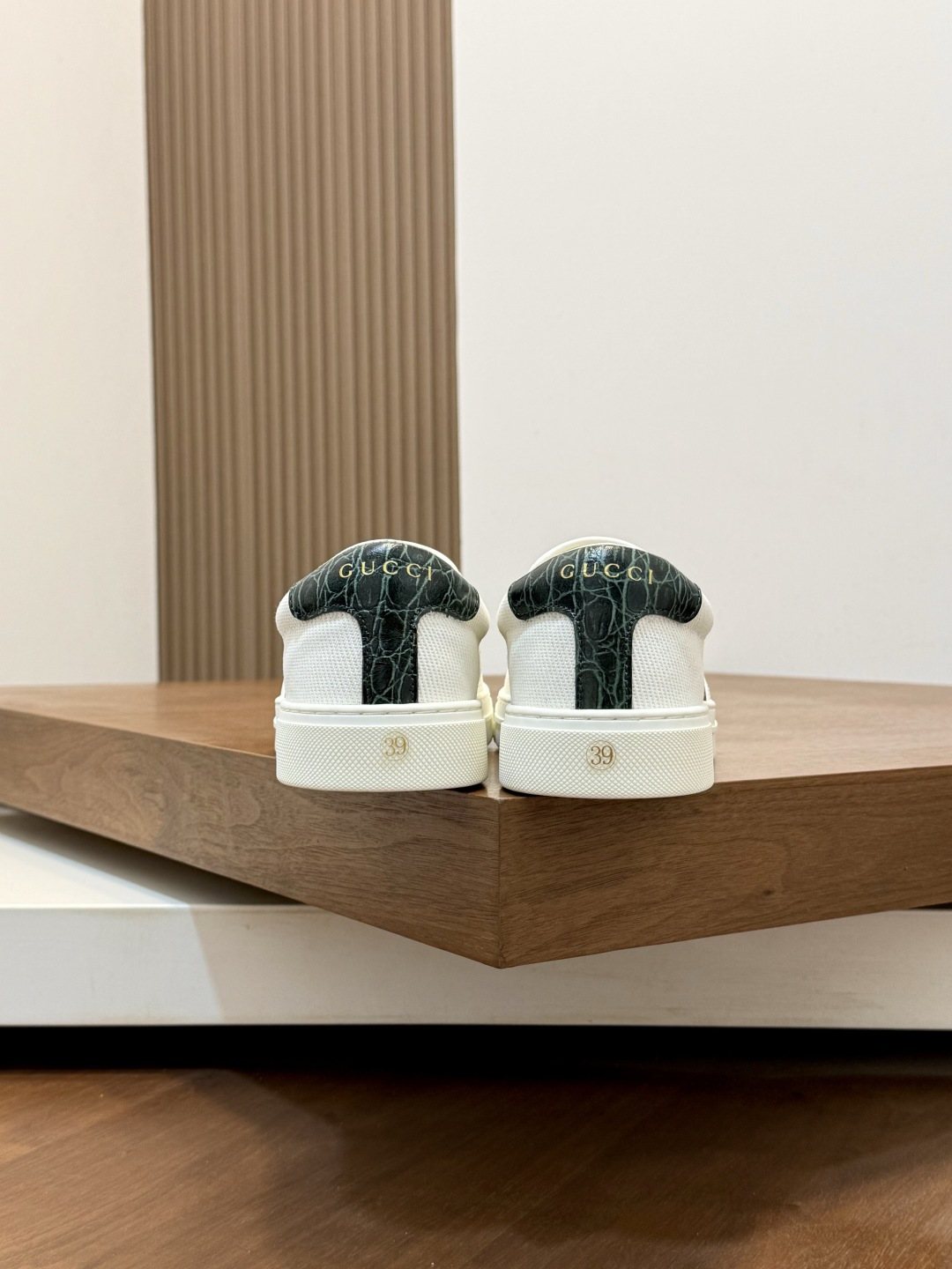 Gucci White Stripe Slip-On Sneakers — back