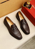 Ferragamo Brown Hardware Loafers — hero
