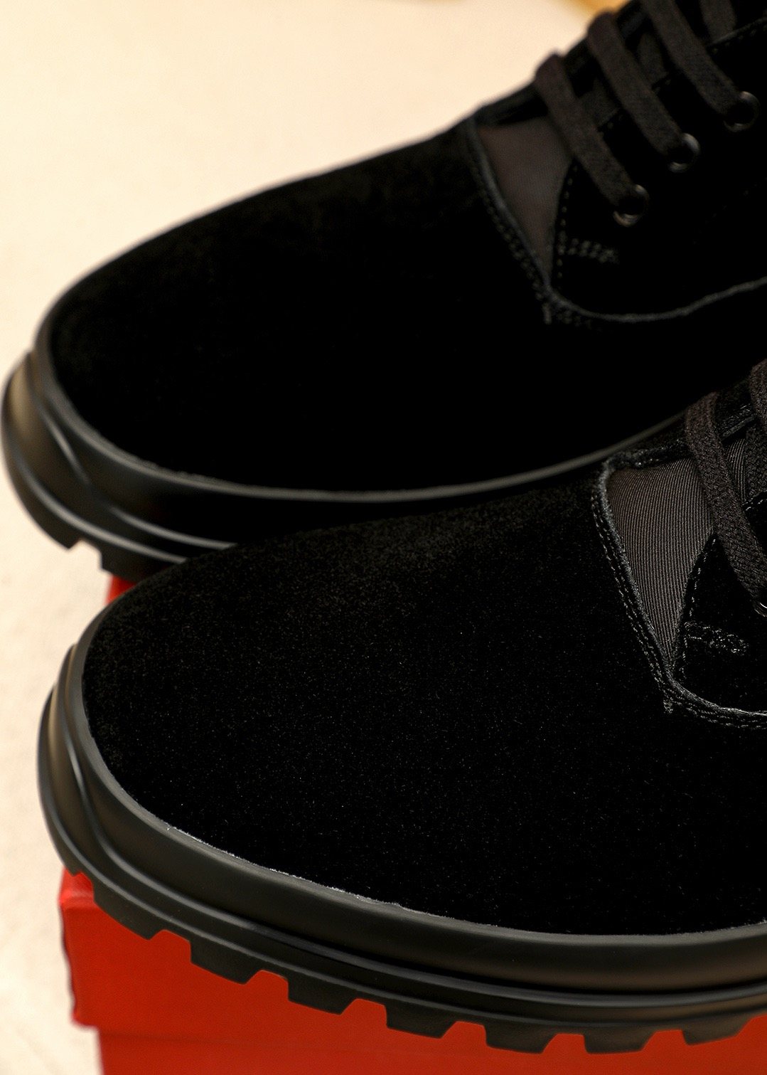 Ferragamo Black Lug Sole Lace-Up Shoes — detail
