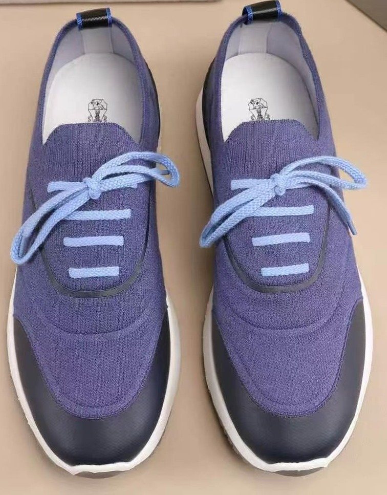 Brunello Cucinelli Blue Black & White Sneakers — front