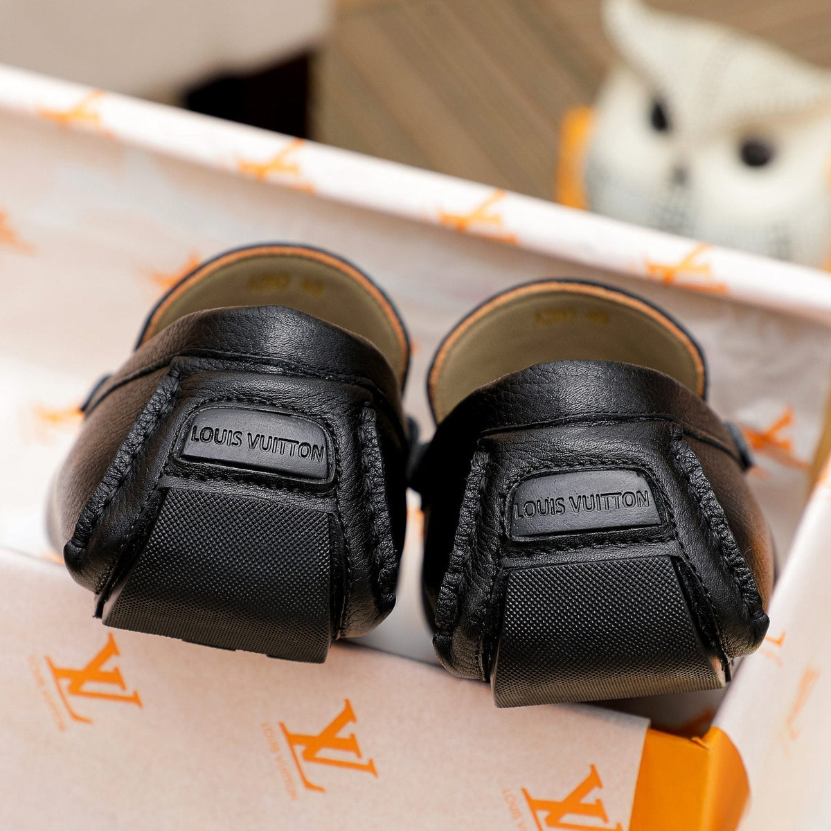 Louis Vuitton Black Logo Driving Loafers — back