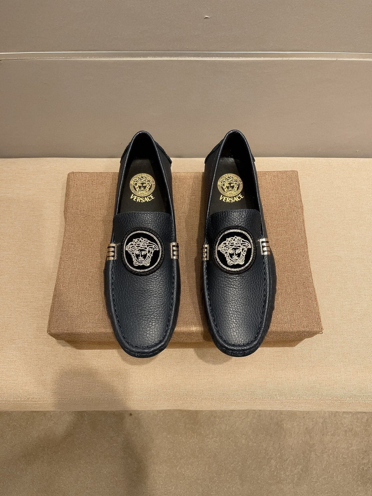 Versace Black Medallion Loafers — hero