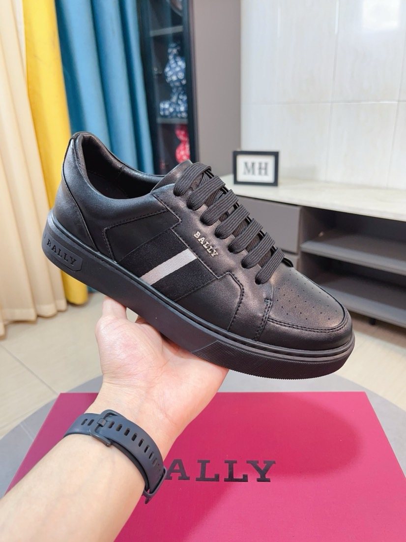 BALLY Black Stripe Low-Top Sneakers — side