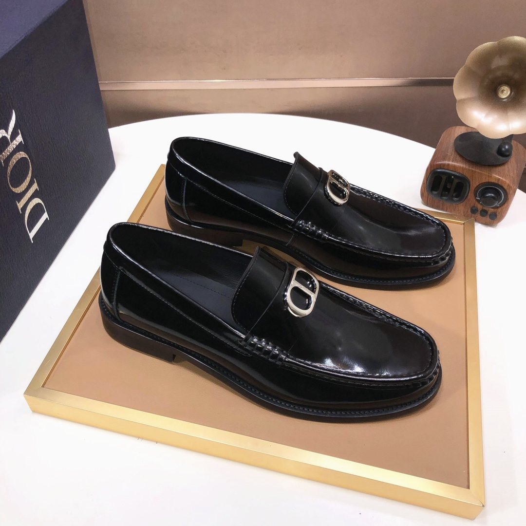 Dior Black Buckle Loafers — front