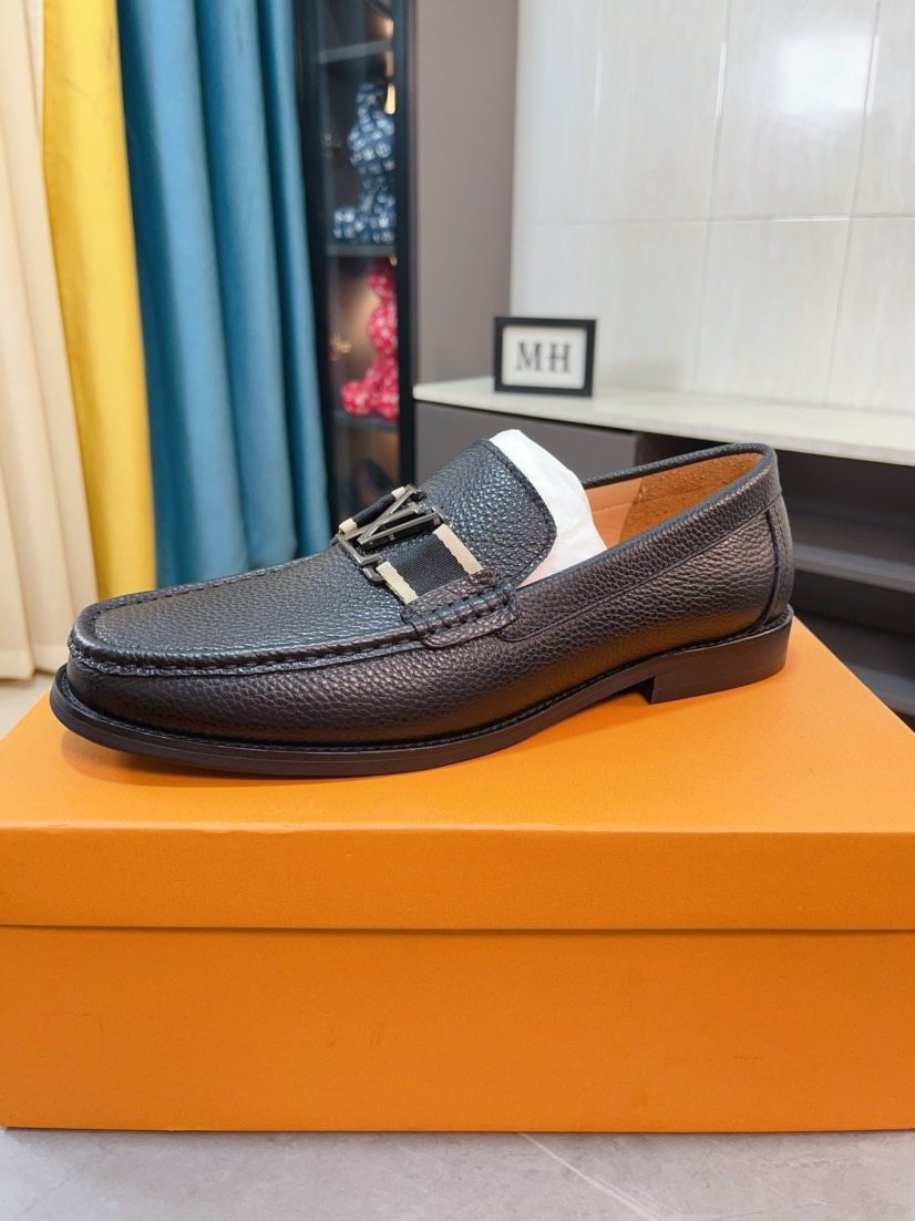 Louis Vuitton Dark Brown Textured Loafer — hero