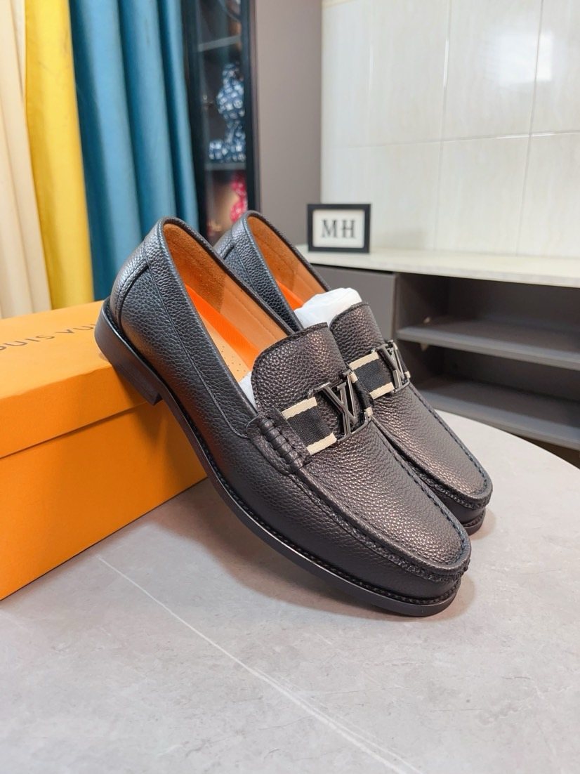Louis Vuitton Dark Brown Textured Loafer — front