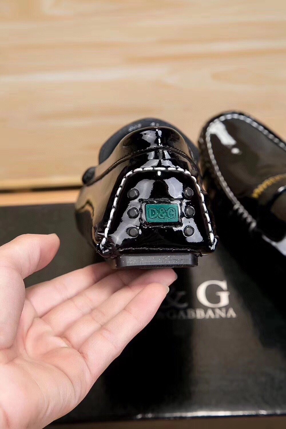 Dolce & Gabbana Black Patent Loafers — detail
