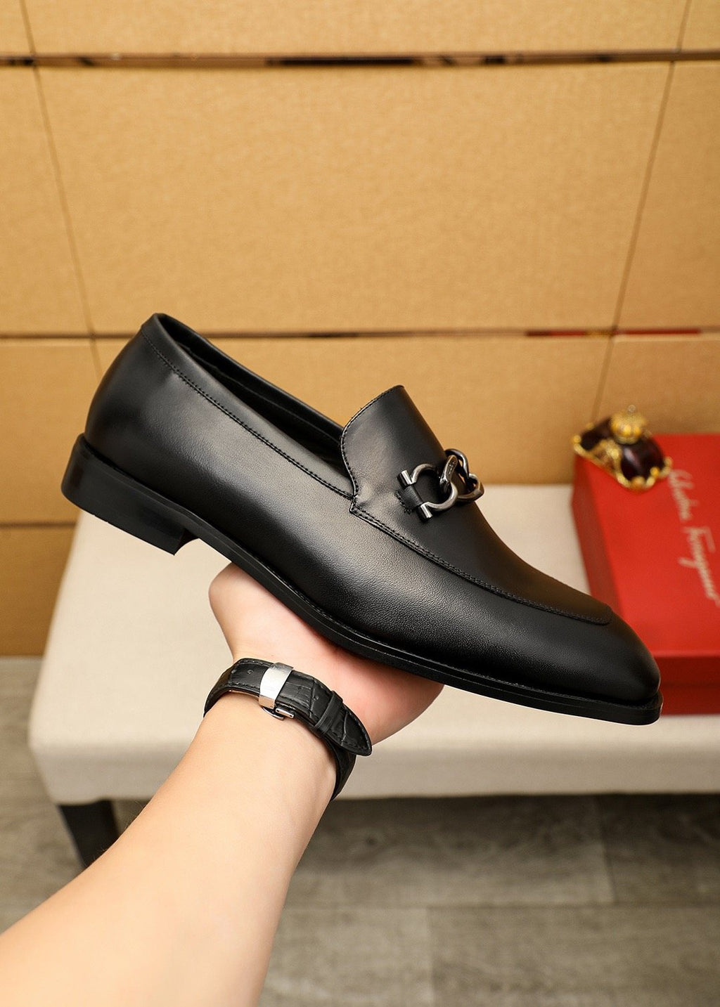 Ferragamo Black Bit Loafers — side