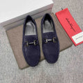Ferragamo Navy Blue Bit Loafers — hero