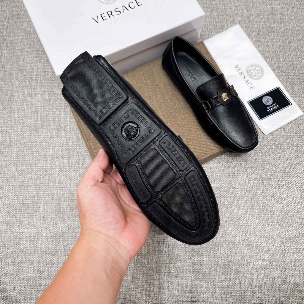 Versace Black Medallion Loafers — detail