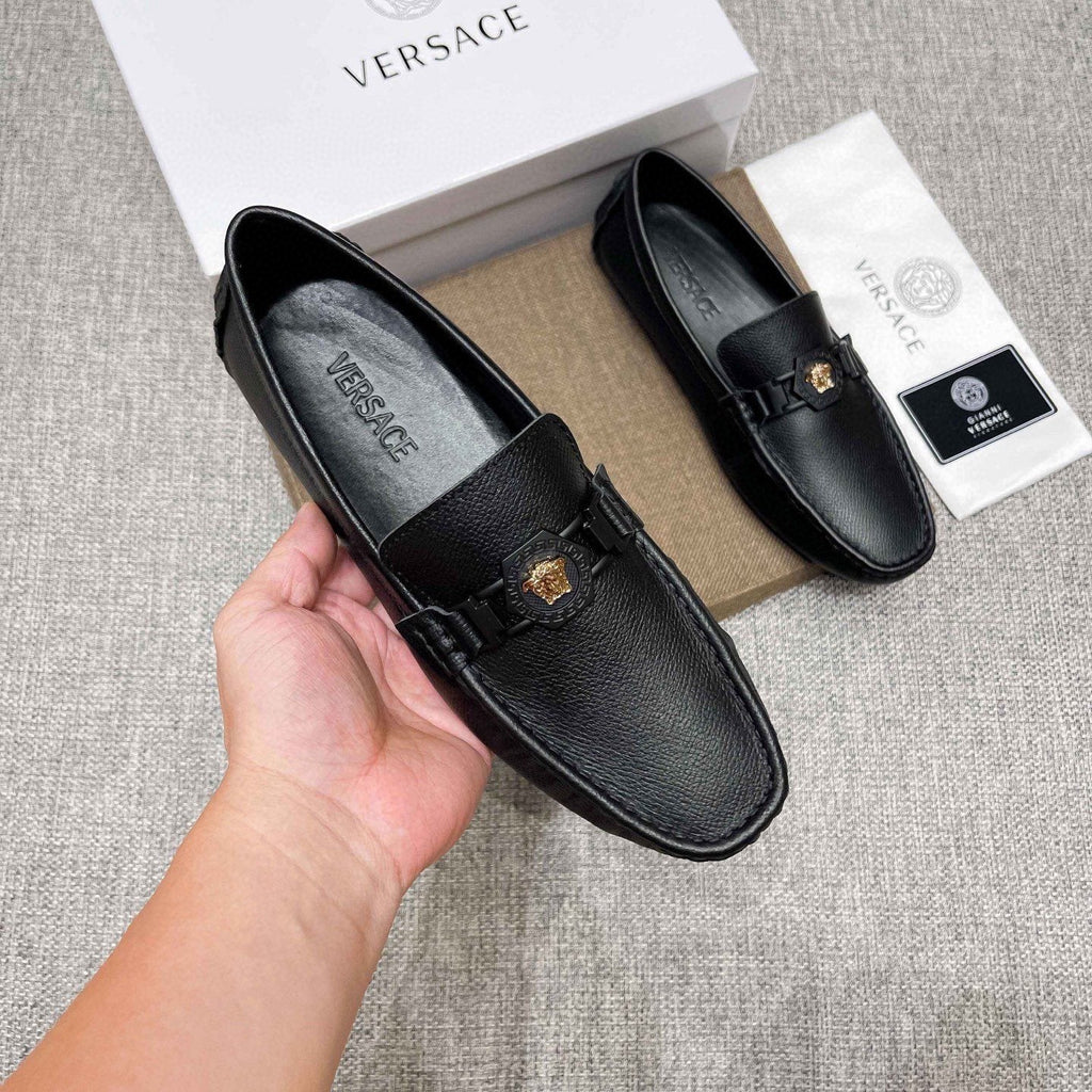 Versace Black Medallion Loafers — model