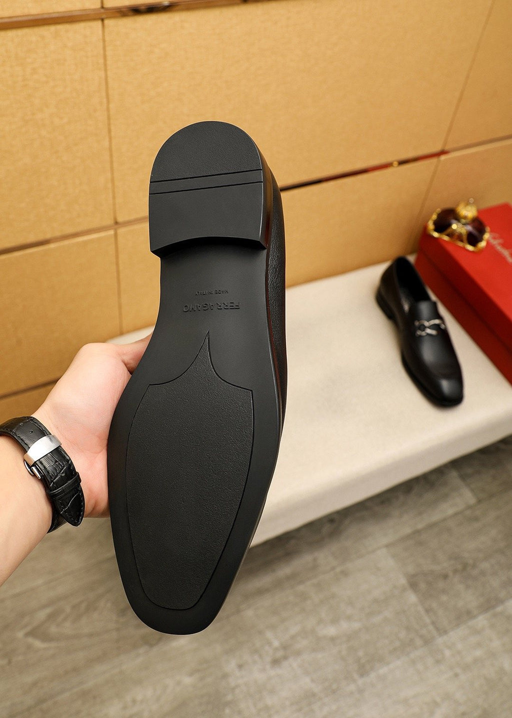 Ferragamo Black Bit Loafers — detail