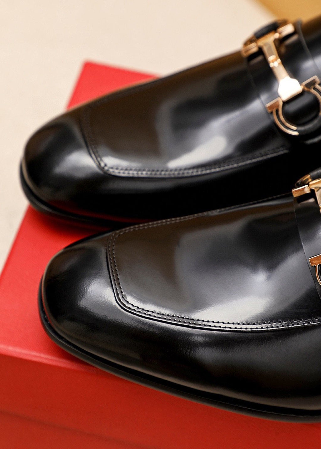 Ferragamo Black Buckle Loafers — detail
