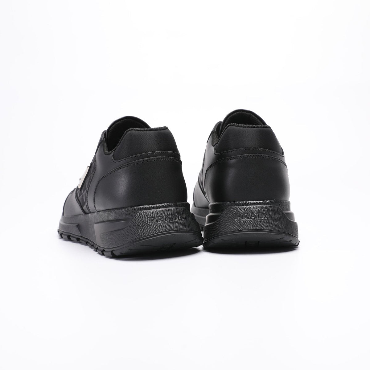 Prada Black Triangle-Plaque Sneakers — back
