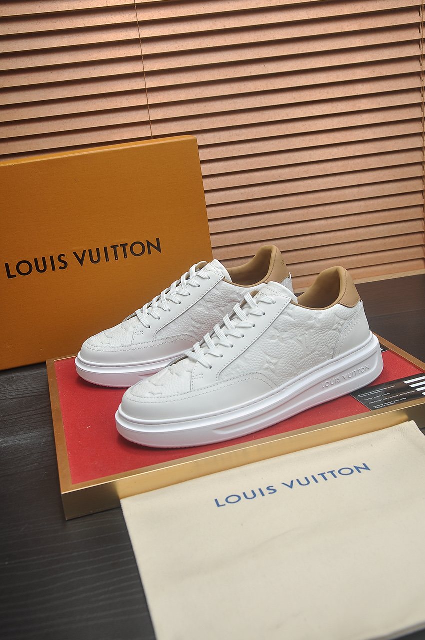 Louis Vuitton White Low-Top Sneakers — side