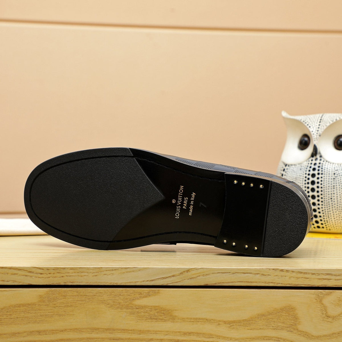 Louis Vuitton Black Woven Leather Loafers — detail