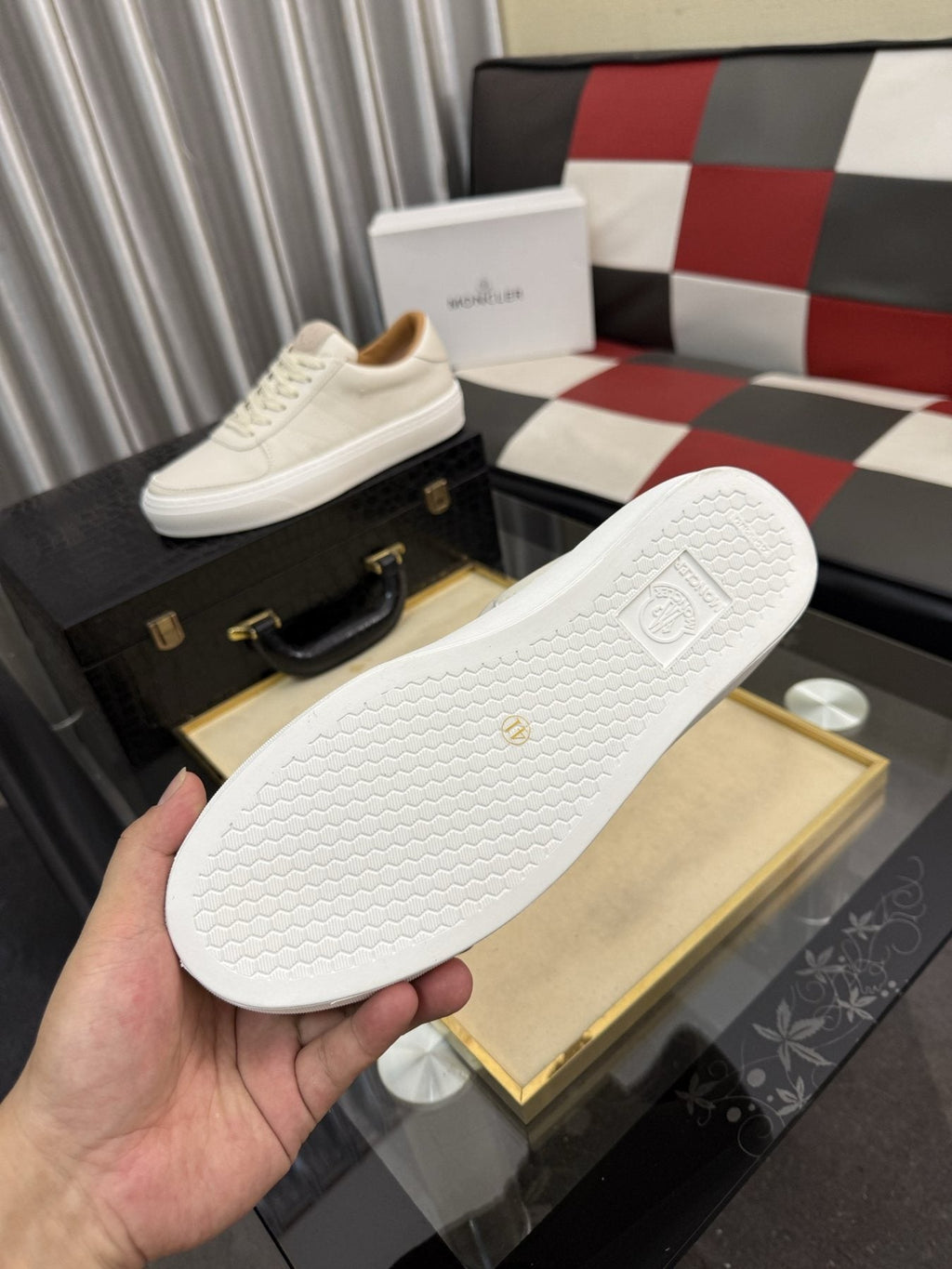 Moncler Off-White Low-Top Sneakers — back
