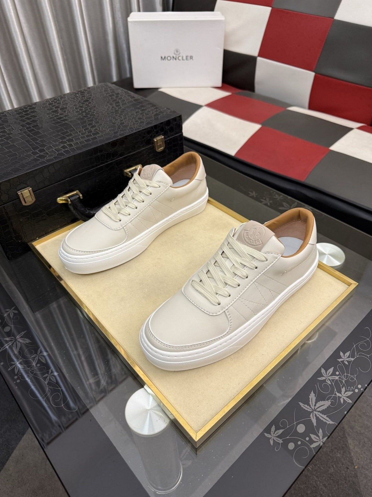 Moncler Off-White Low-Top Sneakers — front