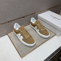 Moncler Tan and White Striped Low-Top Sneakers — front