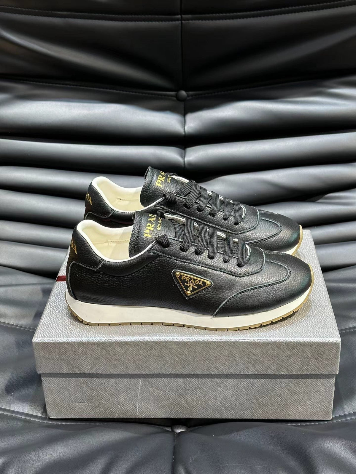 Prada Black Low-Top Logo Sneakers — hero