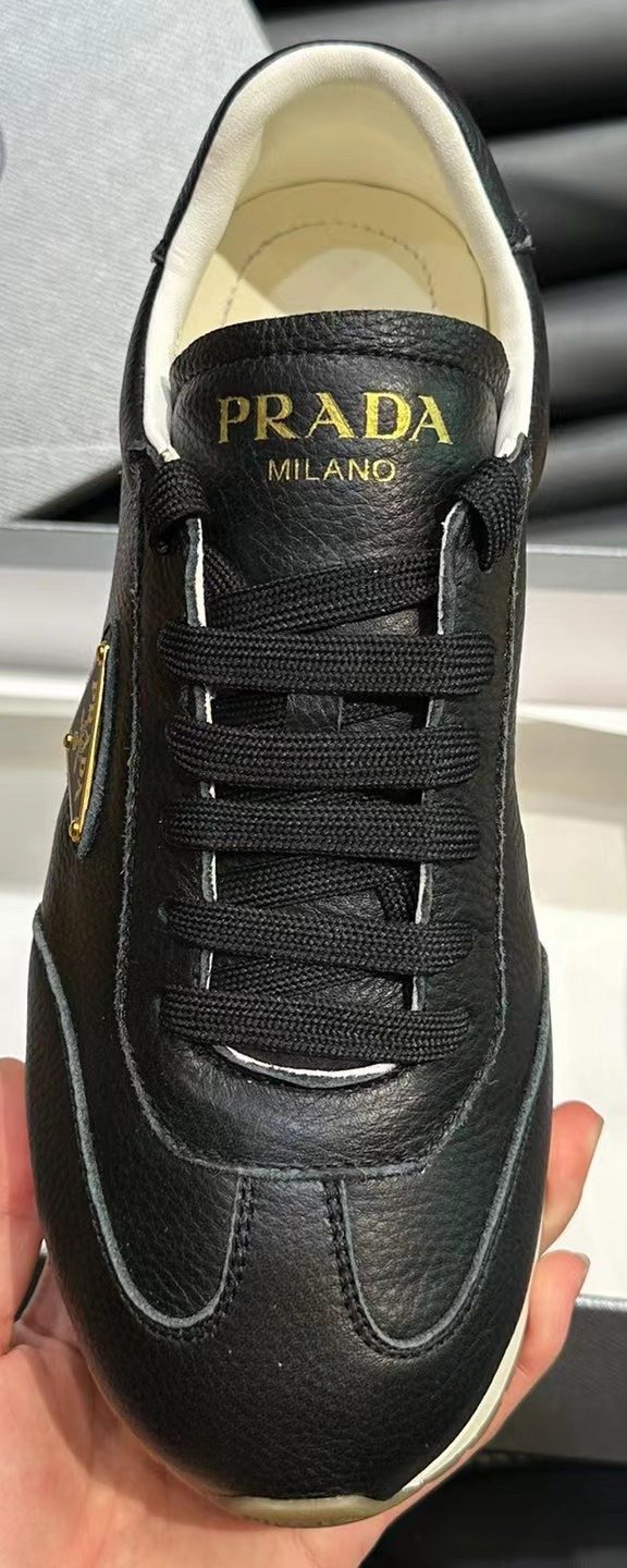 Prada Black Low-Top Logo Sneakers — front