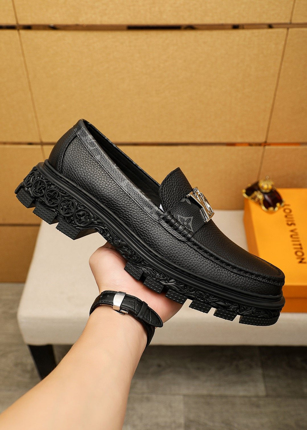 Louis Vuitton Black Hardware Loafers — side