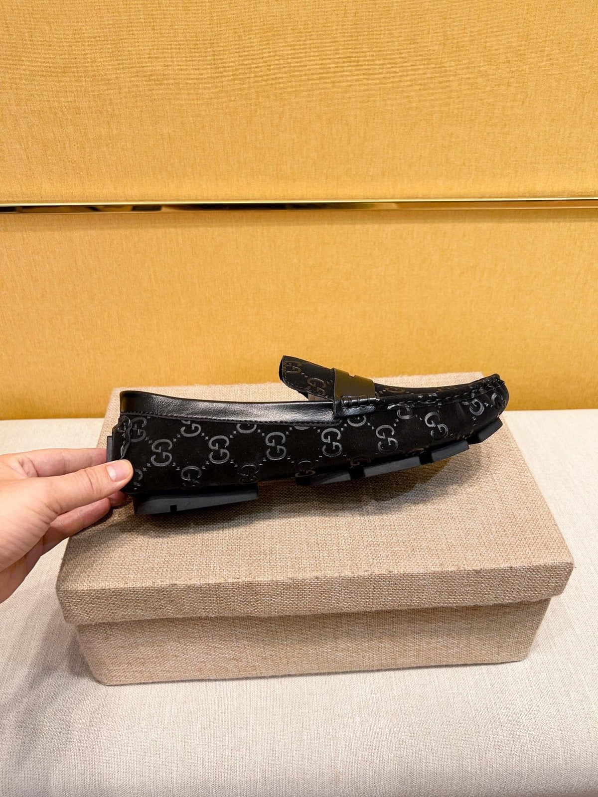 Gucci Black Patterned Loafers — side