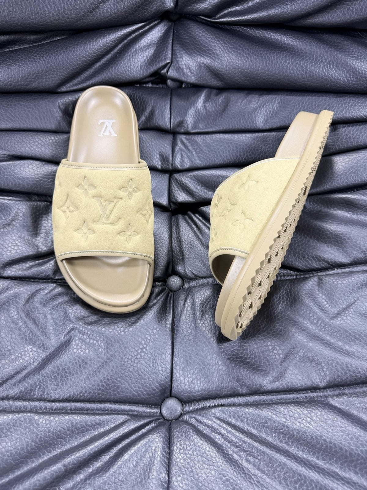 Louis Vuitton Embossed Slide Sandals — side