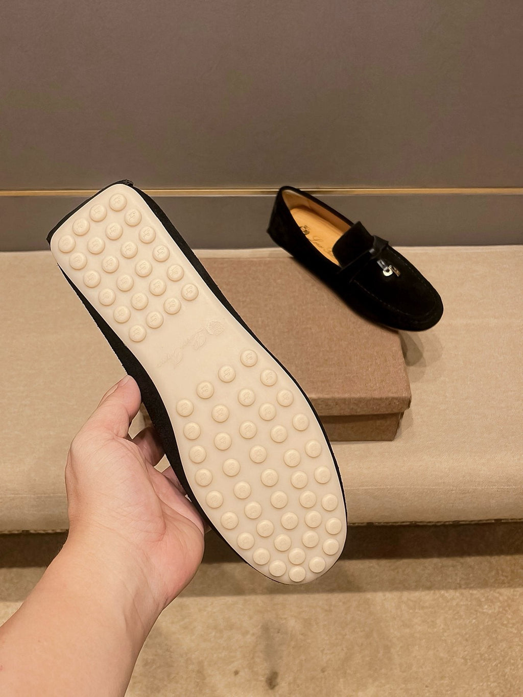 Loro Piana Black Metal-Bit Loafers — detail