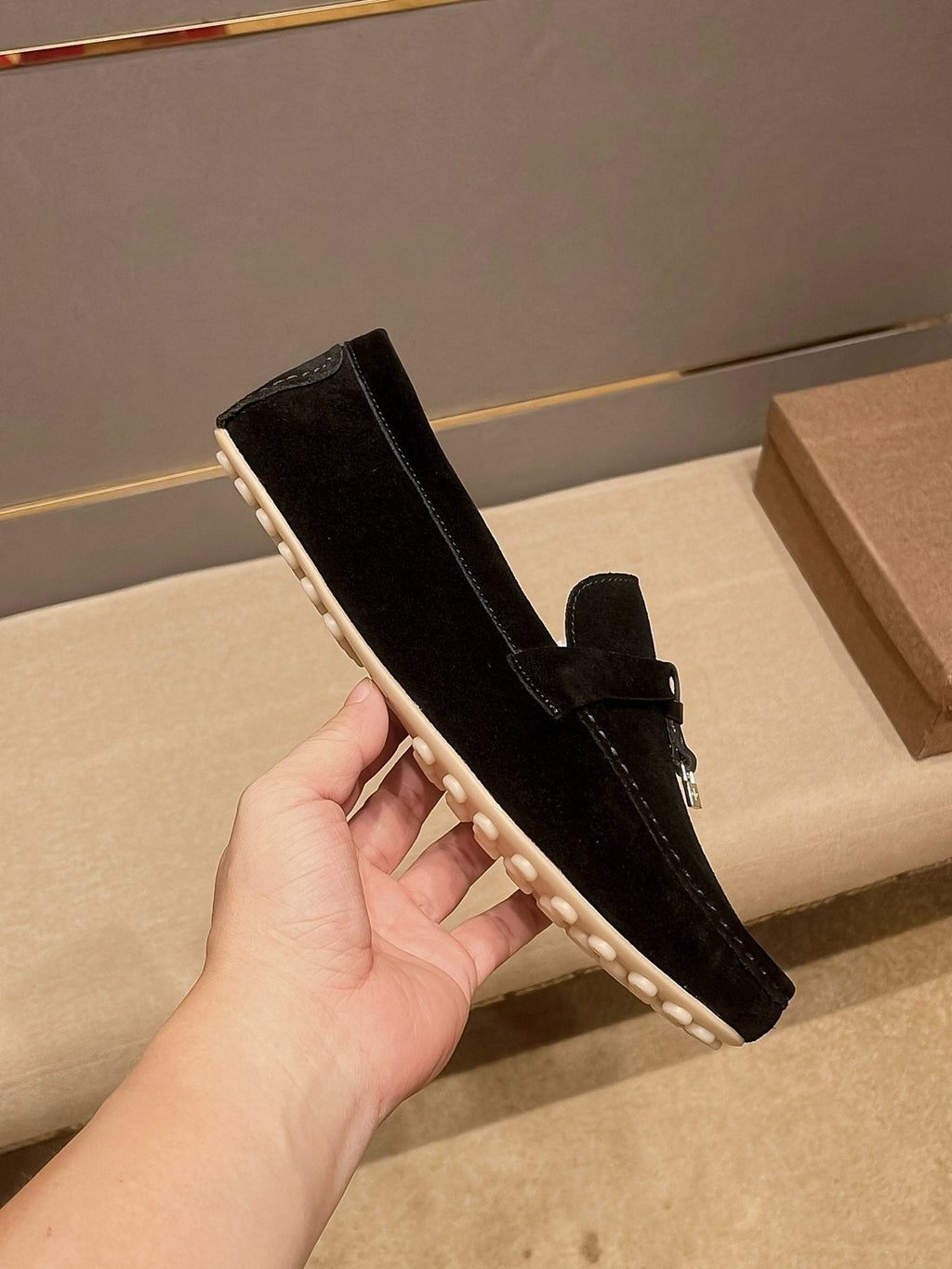 Loro Piana Black Metal-Bit Loafers — side