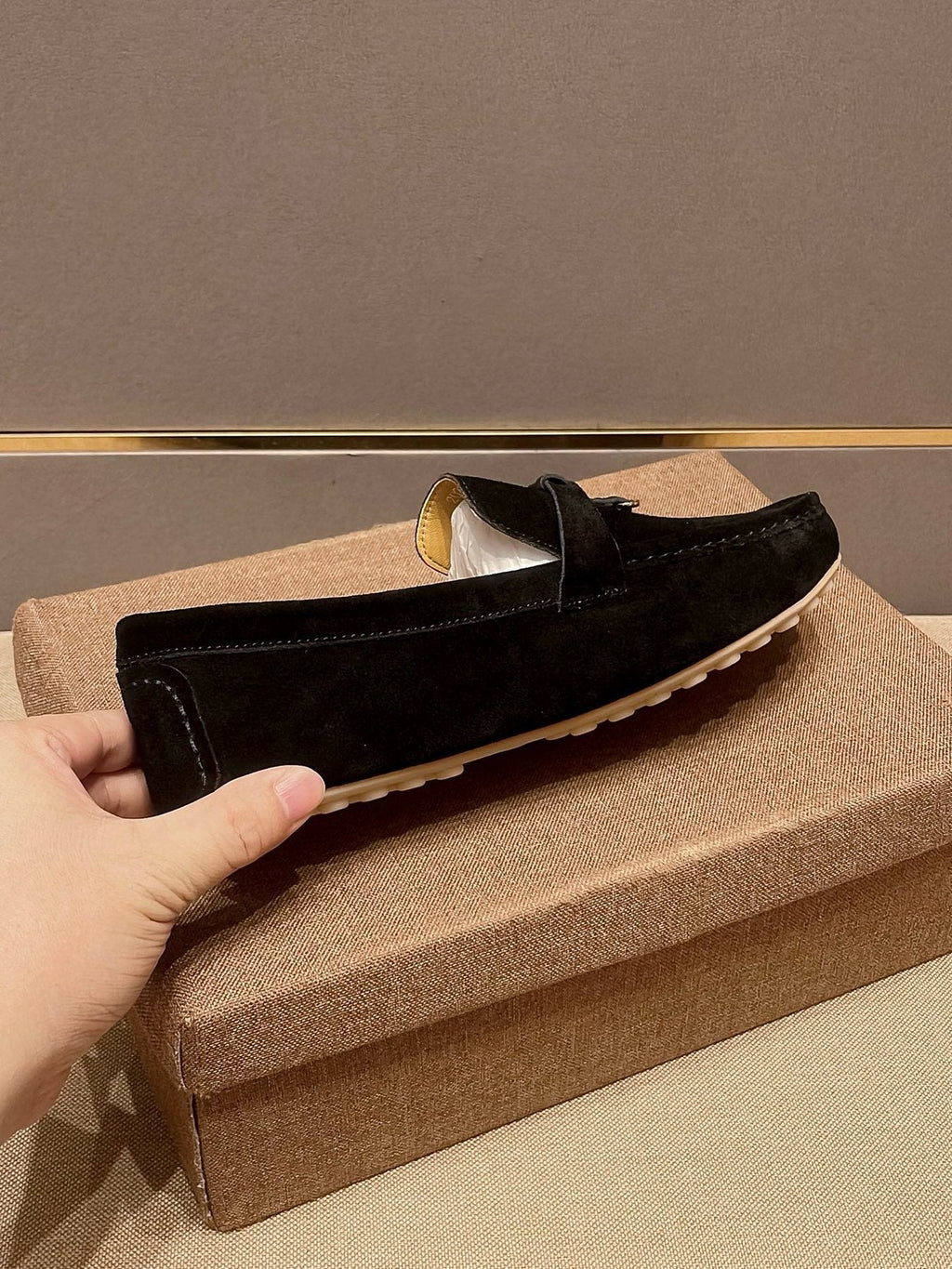 Loro Piana Black Metal-Bit Loafers — side