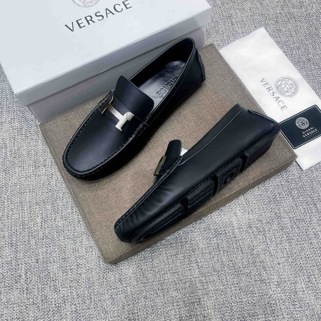 Versace Black Bar Loafers — side