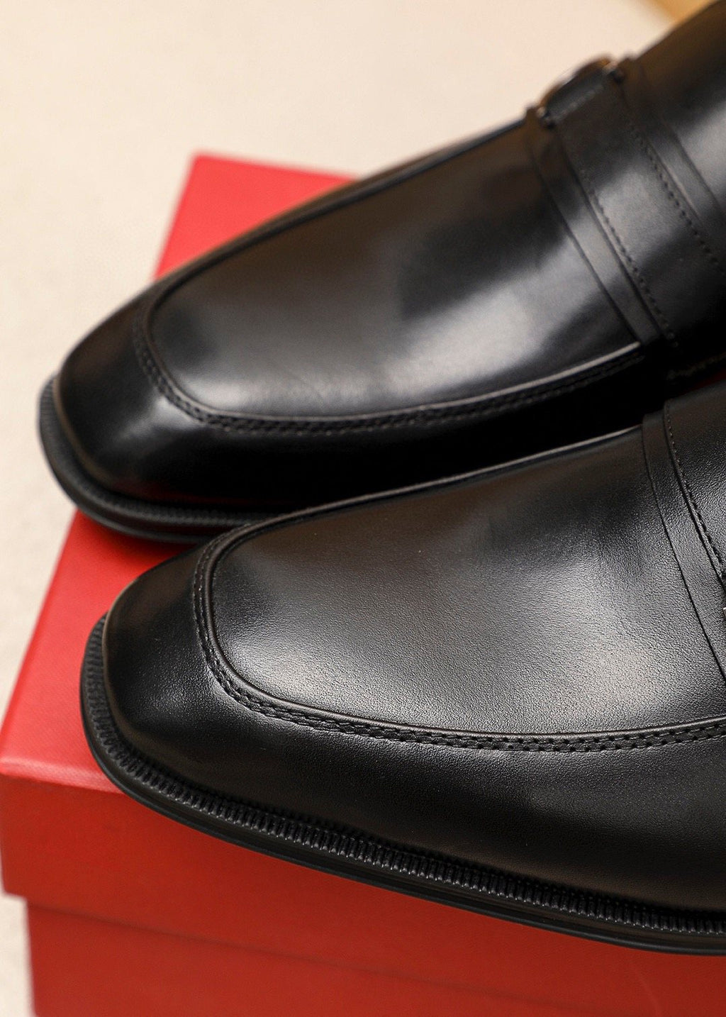 Ferragamo Black Buckle Loafers — detail