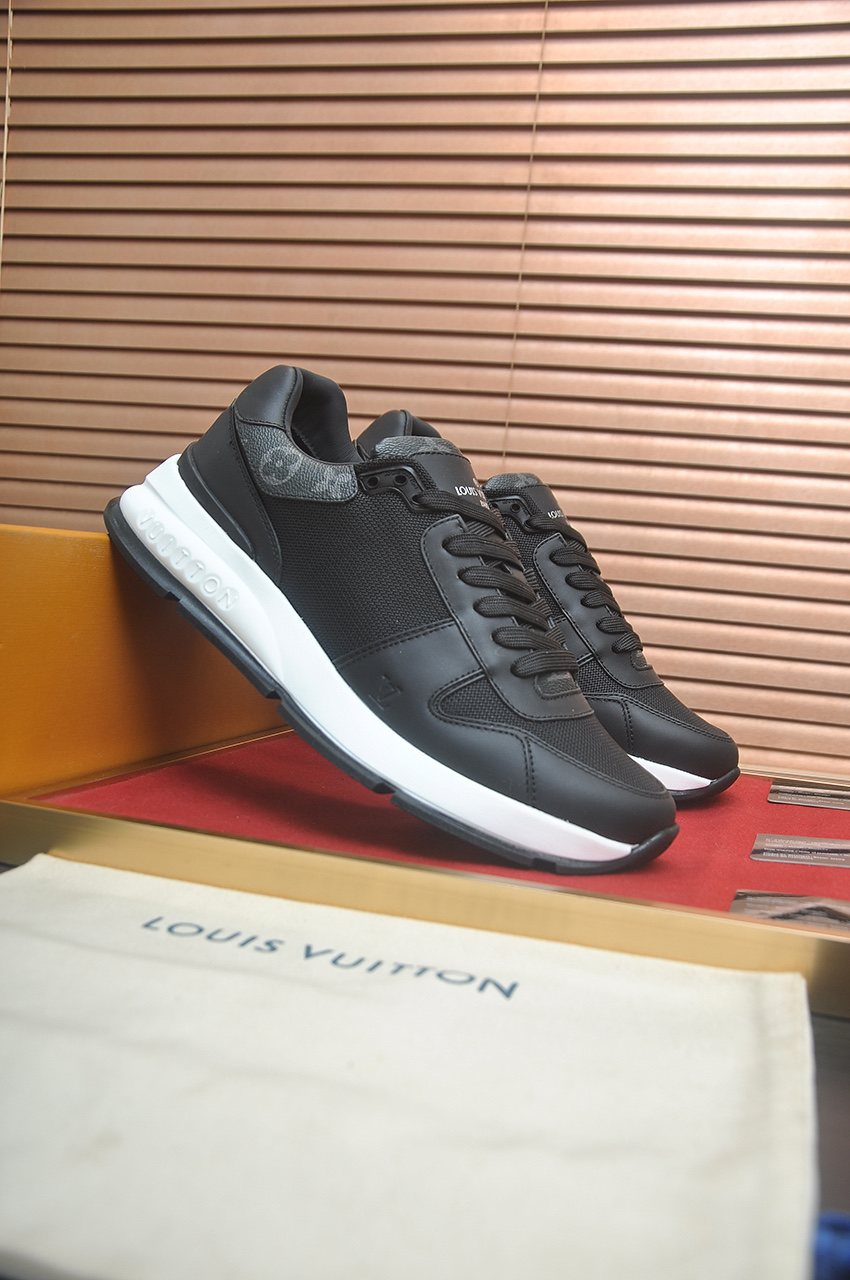 Louis Vuitton Black Leather Low-Top Sneakers — side