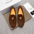 Versace Brown Suede-Texture Loafers — hero