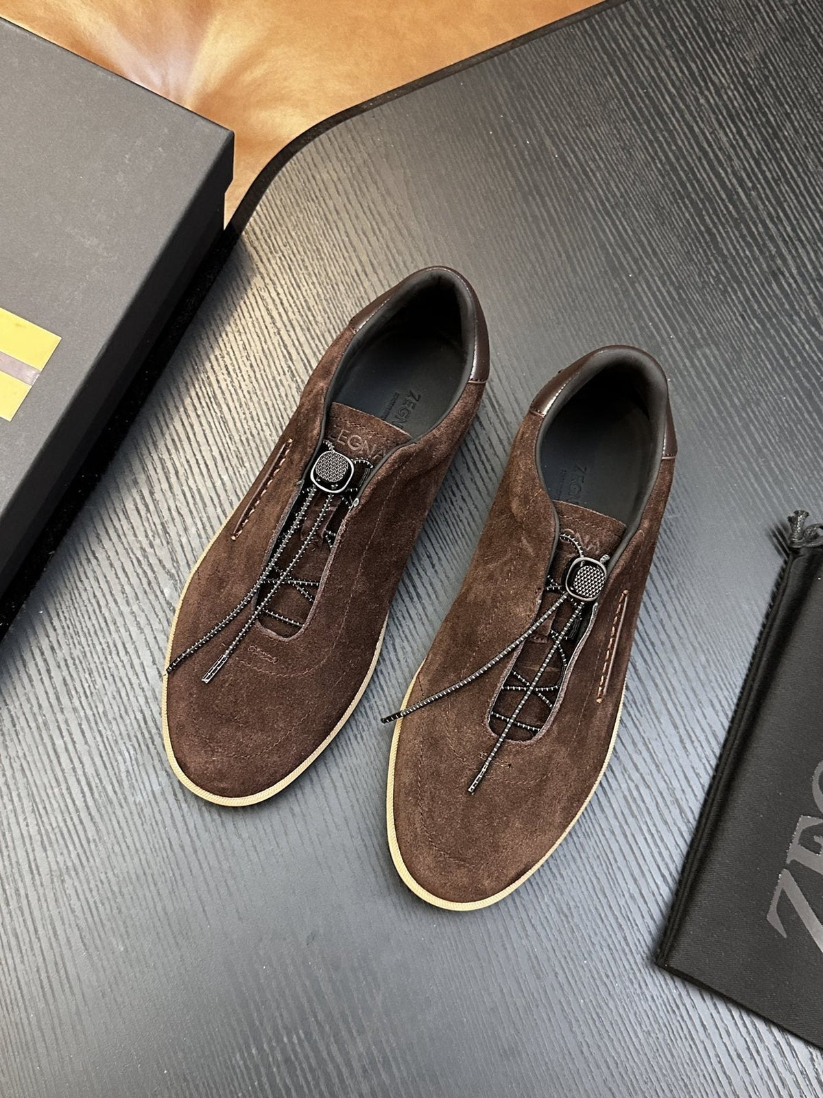 Zegna Triple Stitch Slip-On Sneakers — front