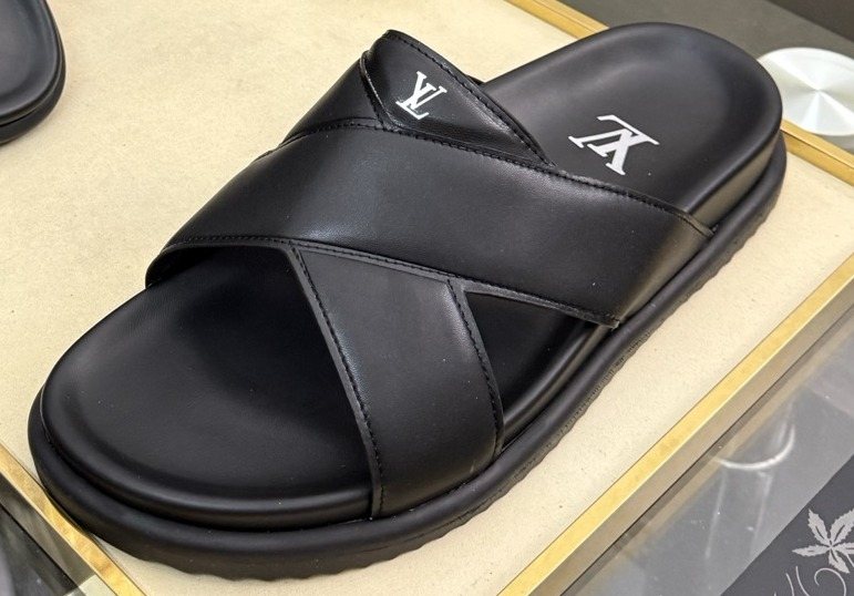 Louis Vuitton Black Crossover Slide Sandals — hero