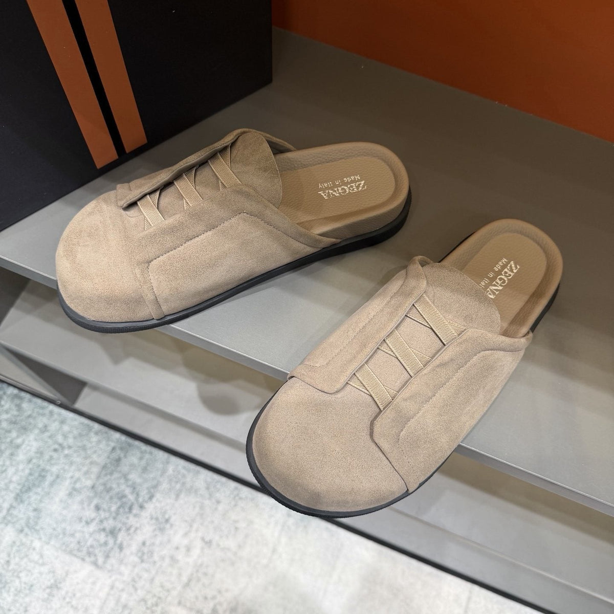ZEGNA Cutout Slide Sandals — front
