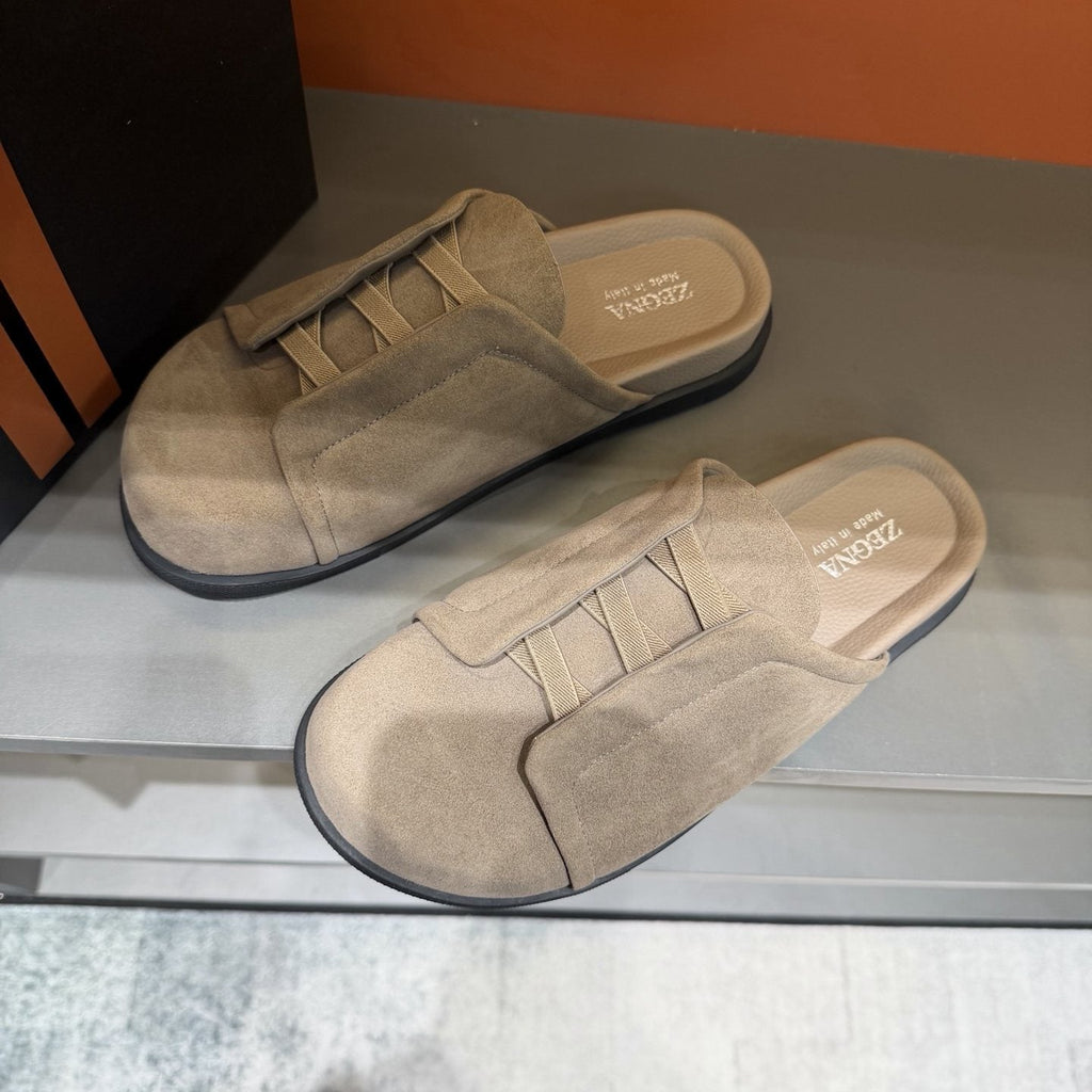 ZEGNA Cutout Slide Sandals — front