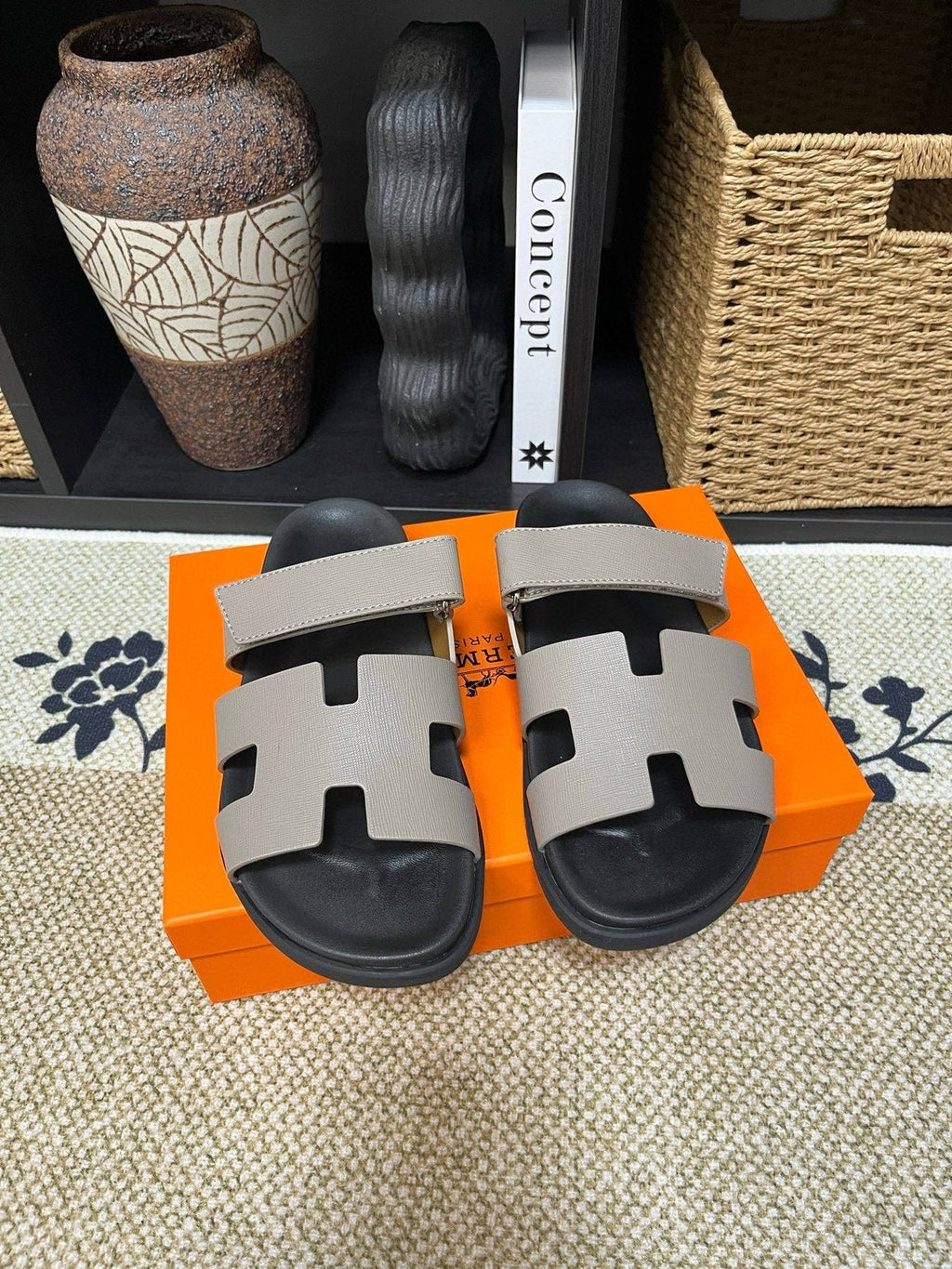 Hermes Kazimir Cutout Slide Sandals — front